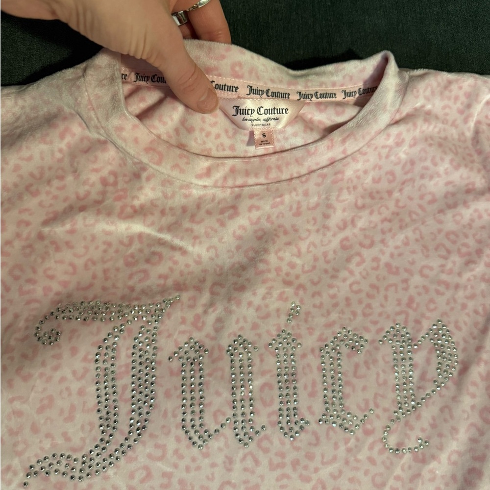 Juicy Couture Pink Leopard Tee with Rhinestones